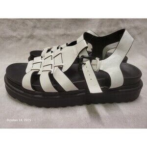 Lane Bryant Ascena Womens 9.5W  White Black Platform Comfort Open Toe Sandals